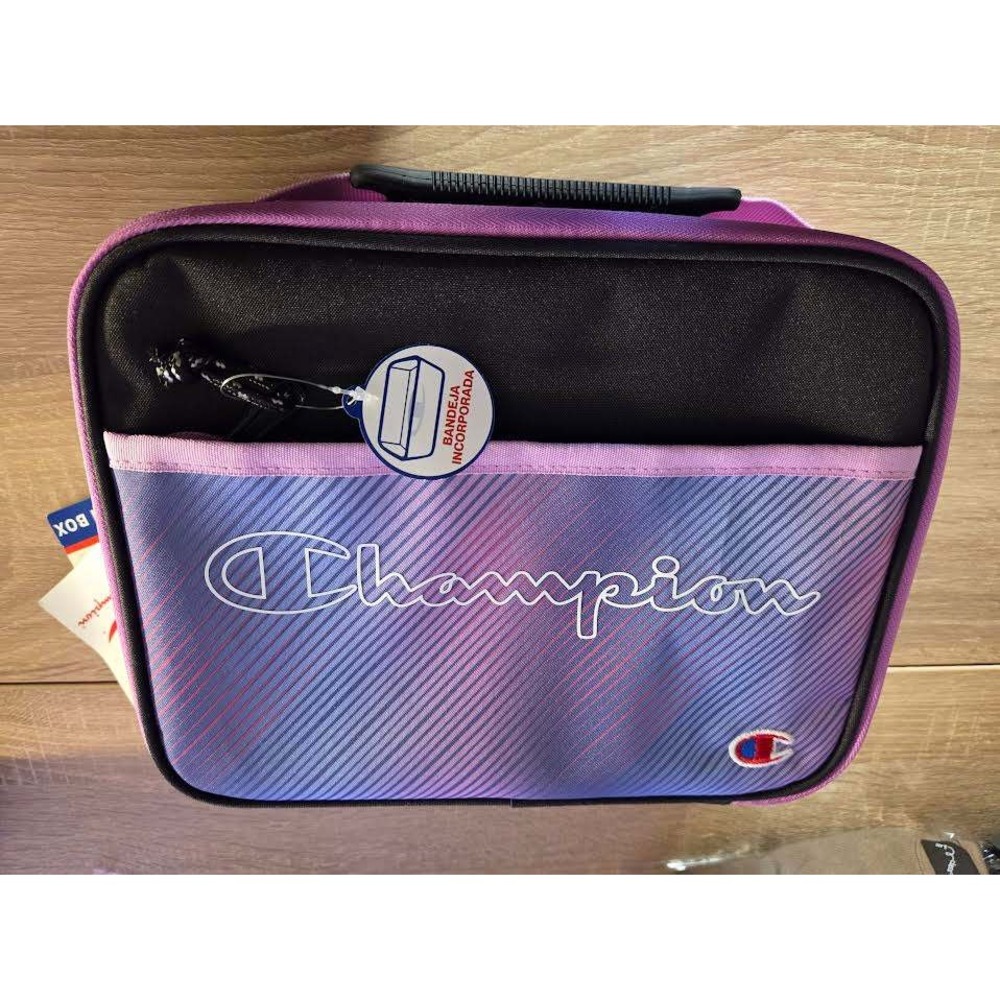 Champion Insulated Lunch‎ Box Purple Blue Stripe Hard Liner NWT